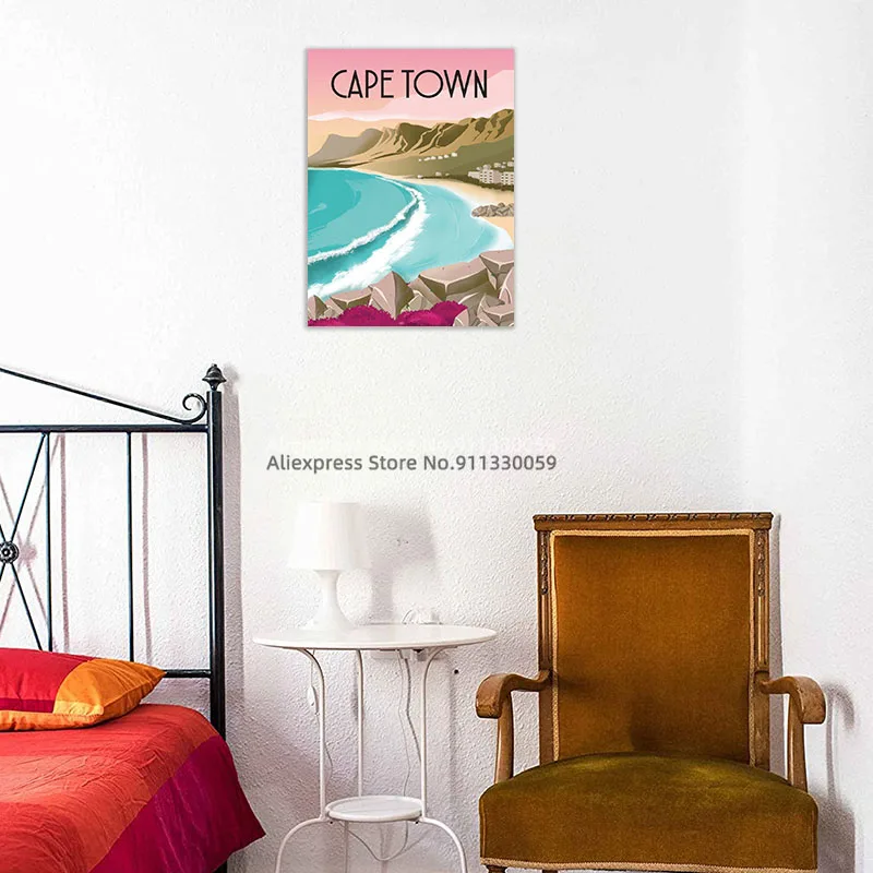 Постер путешествий Кейптаун Рекламные туристические постеры Печать на холсте Живопись На стене Изображения Искусство Для гостиной Домашний декор.