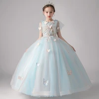 2021 children girls luxury new embroidery patterb birthday party evening wedding party princess fluffy dress kids piano dress