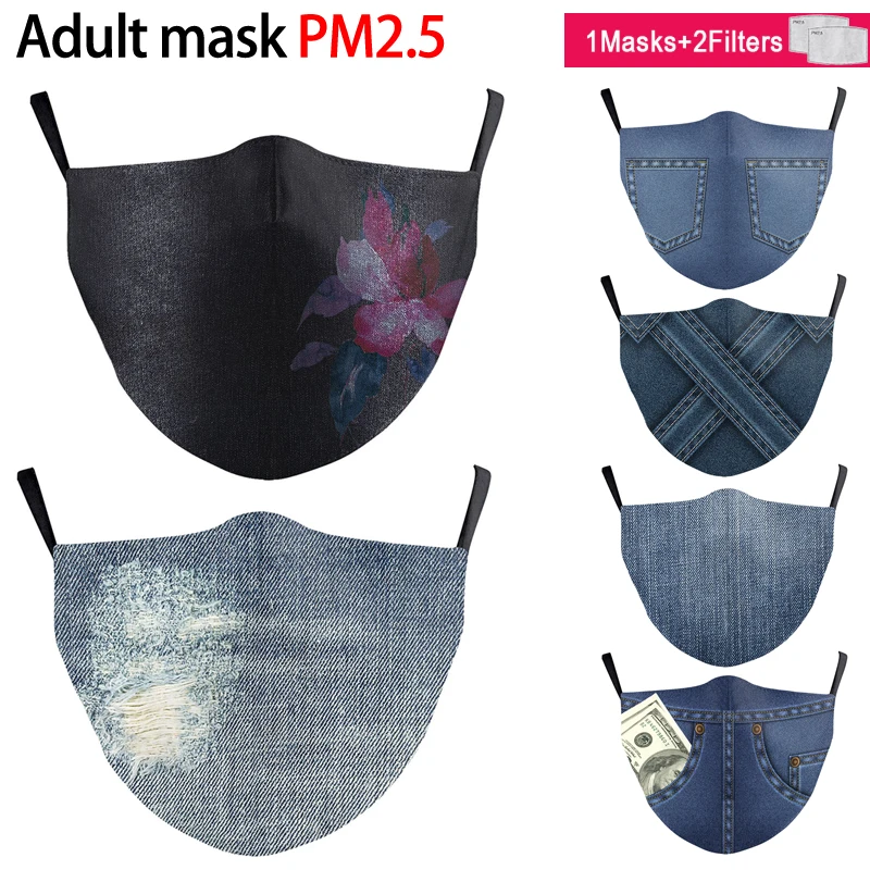 Маска с фильтром PM2.5 многоразовая защитная маска принтом модная противопылевая