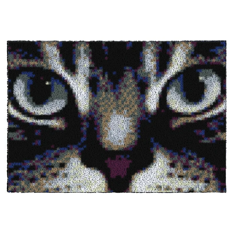 

Latch Hook Rug Kits Cat Mandala Unfinished Crocheting Rug Yarn Cushion Mat Handmade carpet Carpet embroidery stitch threads