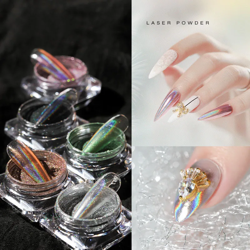 1 коробка голографический блестящий для ногтей зеркальная Хромовая Лазерная
