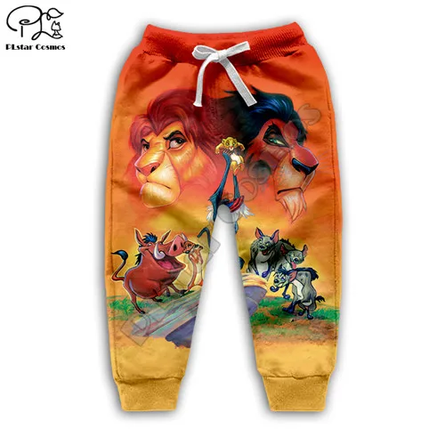 kids pants Детские толстовки на молнии с объемным принтом «Король Лев»; толстовки с капюшоном и Simba с героями мультфильмов; штаны; одежда для маленьких мальчиков и девочек; HAKUNA MATATA mufasa - Цвет: kids pants