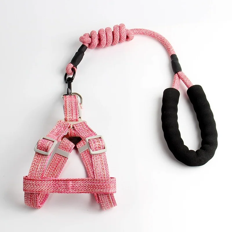 Pet Dog Harness Leash Small And Medium Dog Round Rope Chest Back Traction Rope Adjustable Durable Walking Harness And Leash Set