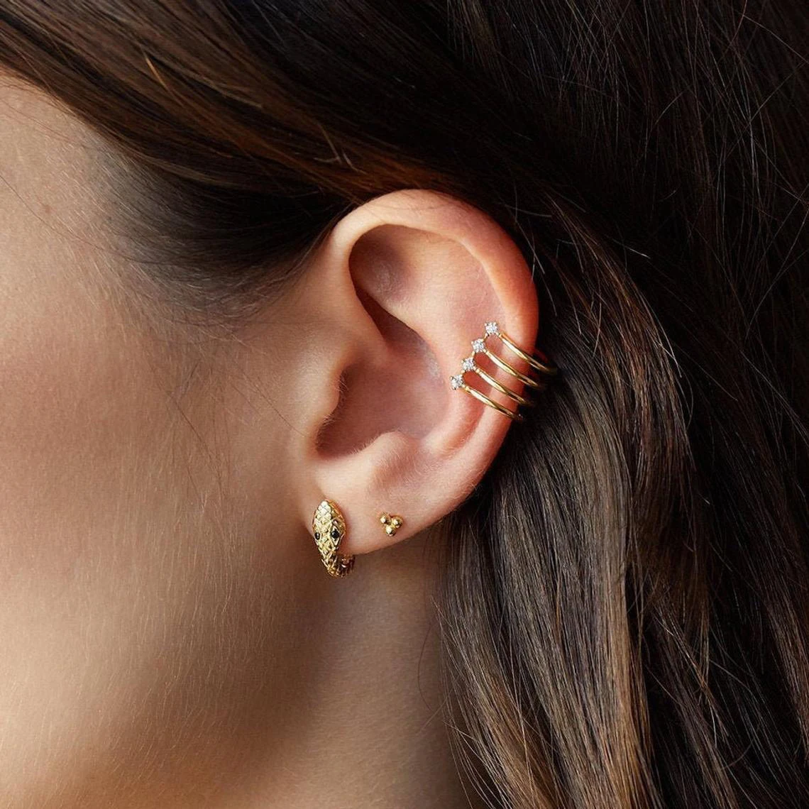 925 Стерлинговое Серебро Золото Цвет женские маленькие обручи милая маленькая