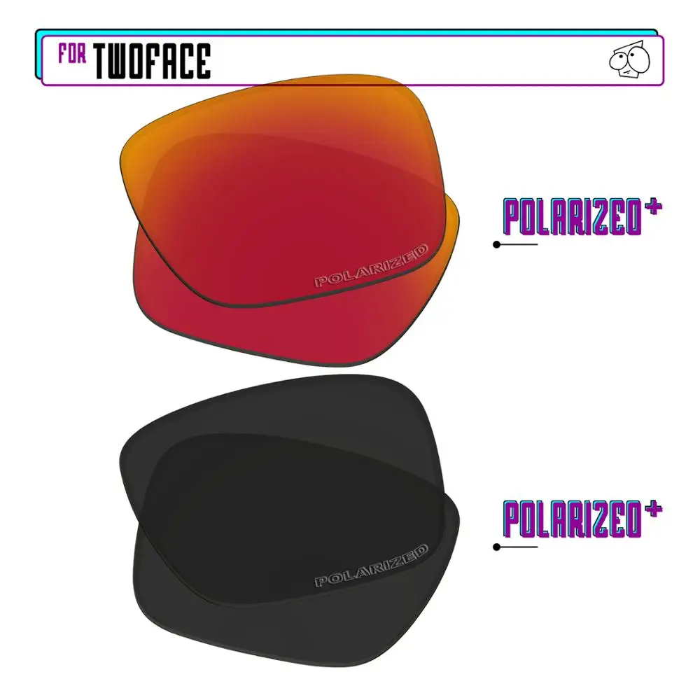 EZReplace Polarized Replacement Lenses for - Oakley TwoFace Sunglasses - BlackPPlus-RedPPlus