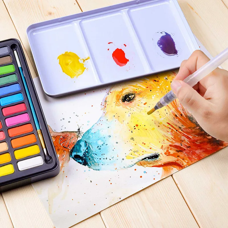 

36 Colors Professional Watercolors 40 Pcs Pigment Set With Paint Brush Watercolor Sketchbook Watercolor Paints Art Supplies