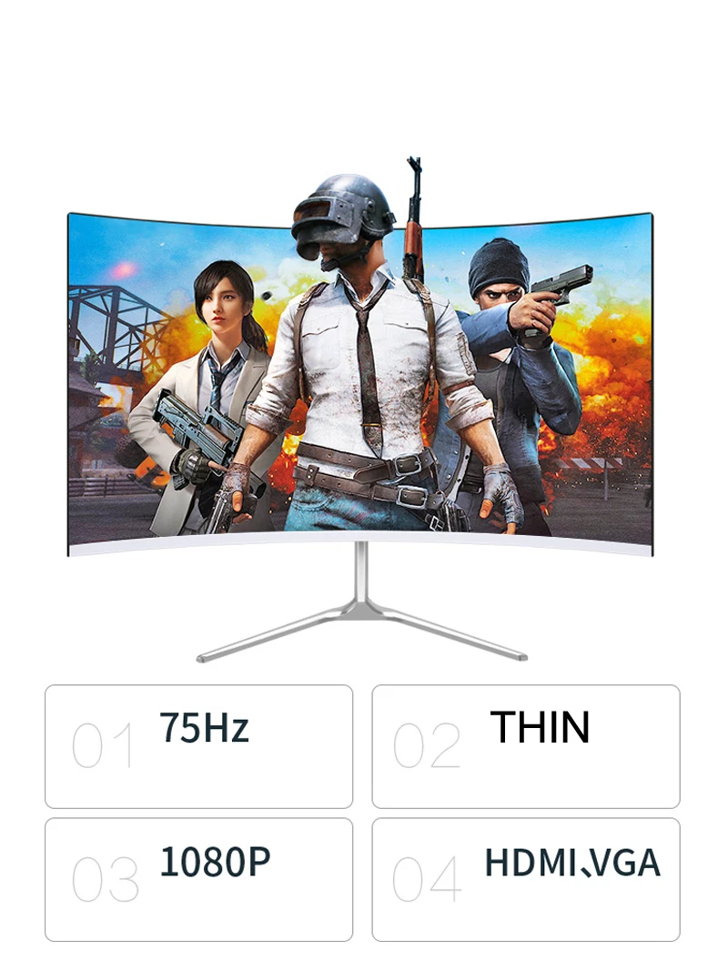 

DASKA 24 inch Curved LCD Monitor Gaming Game Competition 24" Led Computer Display Screen Full Hdd input 2ms Respons HDMI/VGA