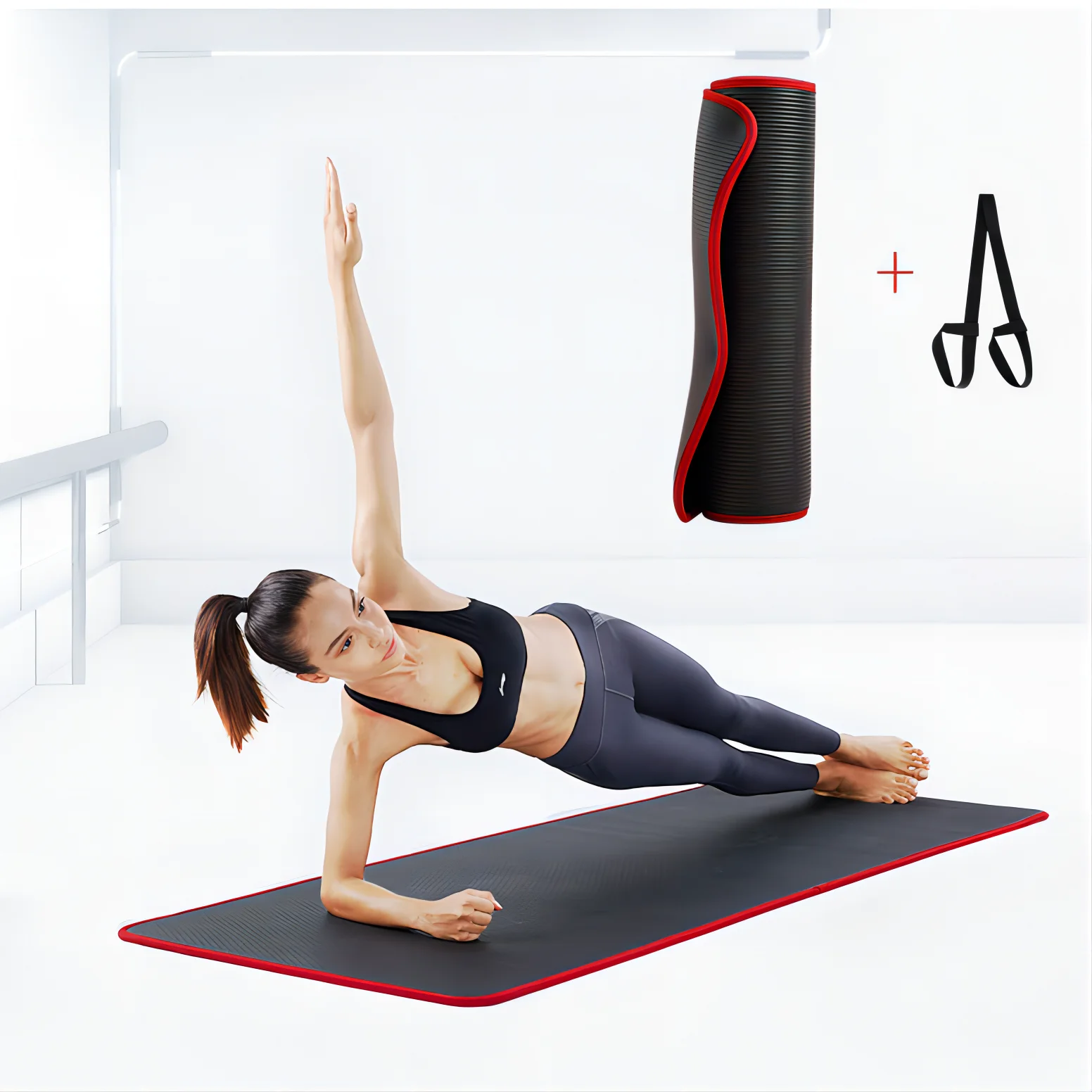 Сверхтолстые коврики для йоги 10 мм нескользящий коврик упражнений NRB с повязками