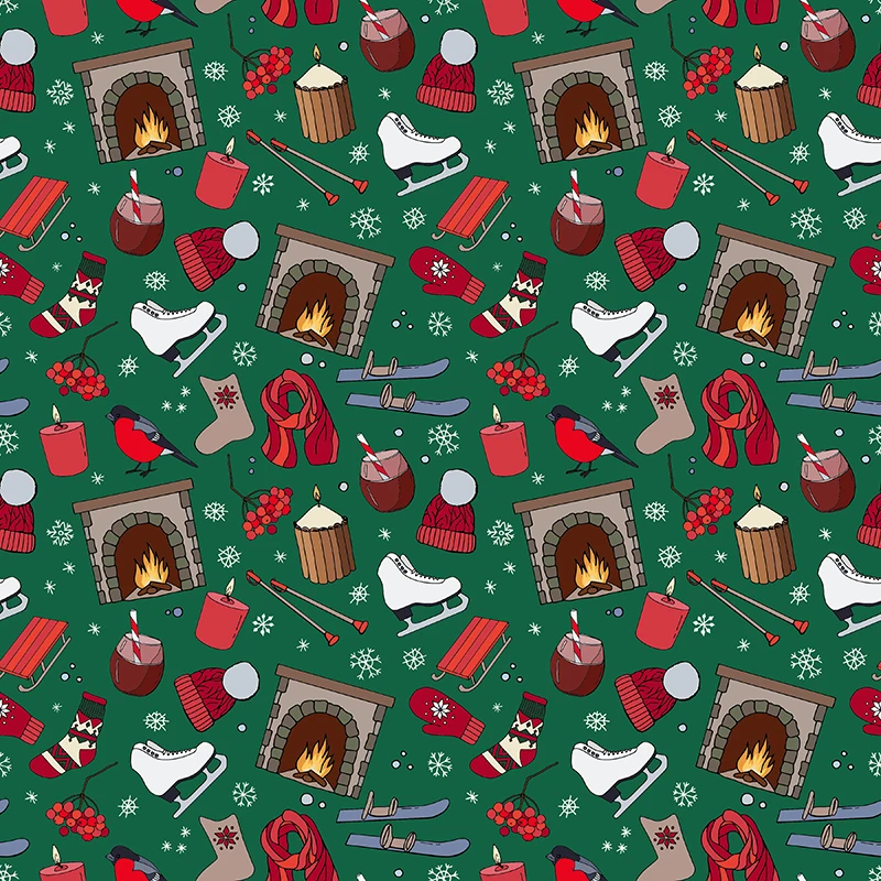 Полиэфирная атласная ткань с принтом на заказ Рождественский элемент комиксы