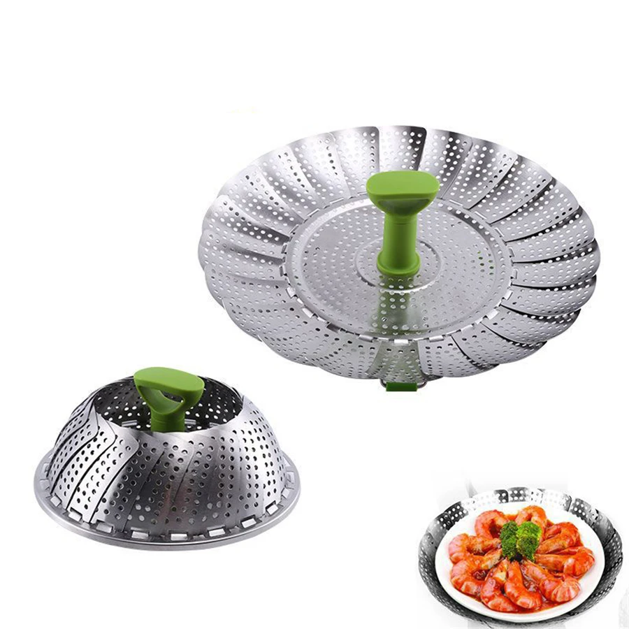 

36 Pcs Vegetable Steamer Insert Stainless Steel Folding Strainer Basket for Veggie Fish Seafood Vapor Cooker Wholesale