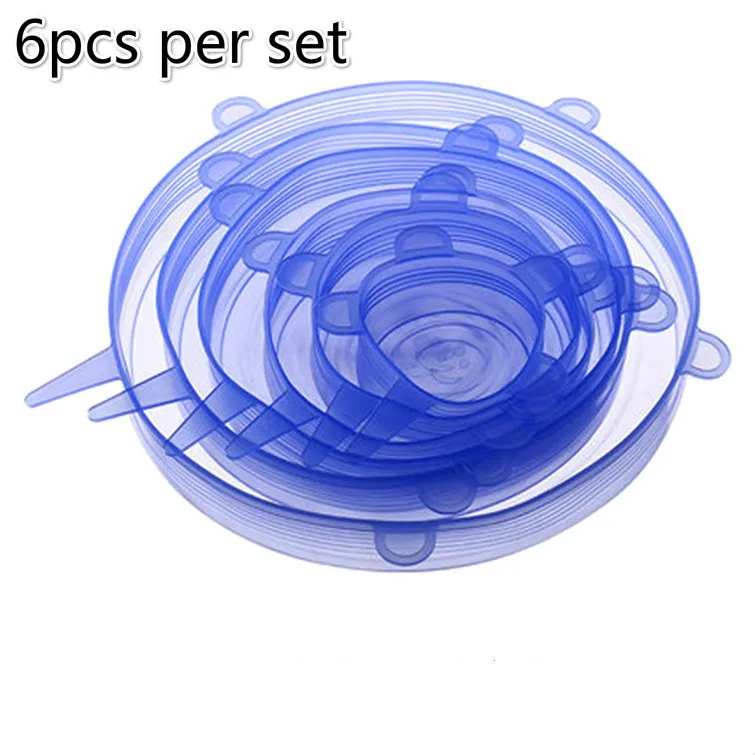 Универсальные силиконовые крышки для пищевых продуктов 6 шт. многоразовые