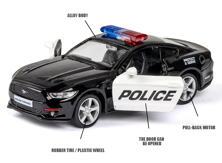 Лидер продаж литая полиция в масштабе 1:36 модель автомобиля Ford Mustang GT