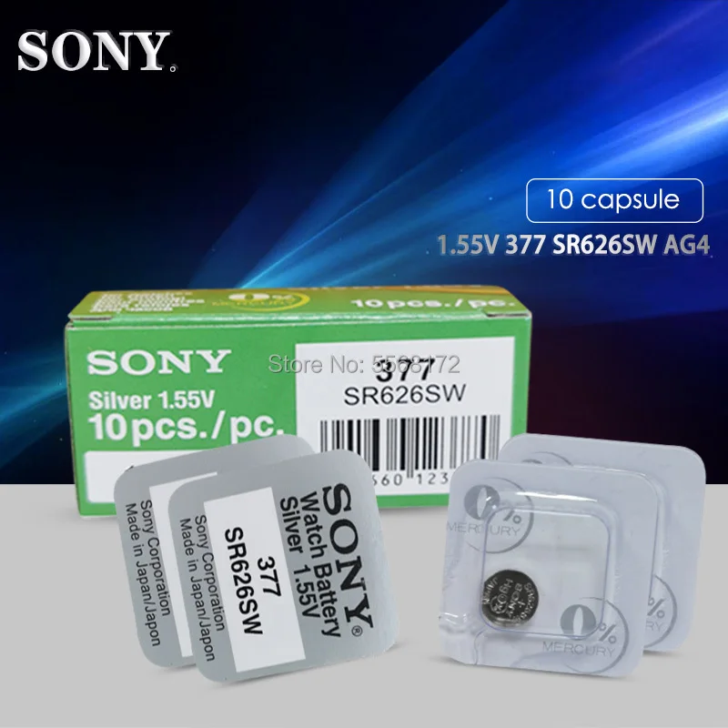 

5 шт. новая однозернистая упаковка для SONY Оригинал 377 SR626SW 626 SR626 V377 AG4 батарея для часов Серебряная оксидная кнопка для монет