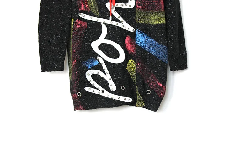 2019 Осень Зима Европейский стиль женский свитер с надписями Топы капюшоном