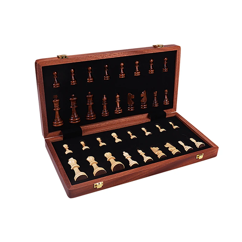 39CM 45CM Large Chess Retro Wooden Folding Chessboard Set with Crafted Chesspiece Outdoor Travel Portable Board Game Gifts Ideas