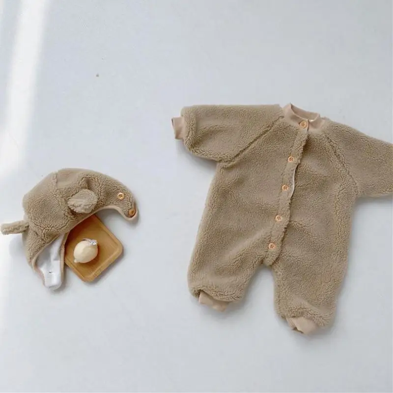

2022 Toddler Kids Winter Thick Jumpsuit Infant Boys And Girls Long Sleeve Cotton Clothes Fashion Baby Solid Colour Warm Outwear