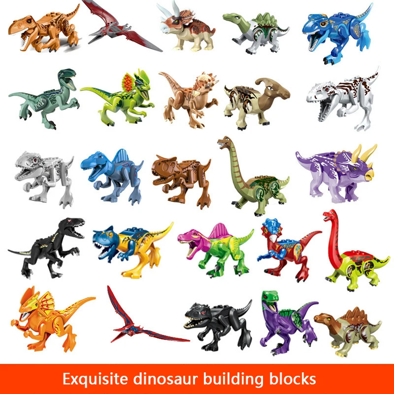 

Locking Blocks Jurassic Dinosaurs Tyrannosaurus Rex Triceratops Velociraptor Stegosaurus Assemble Dinosaurs Toys for Kids Gifts