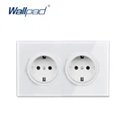 Настенная розетка из закаленного стекла с заземлением, 16 А, 146 х86 мм