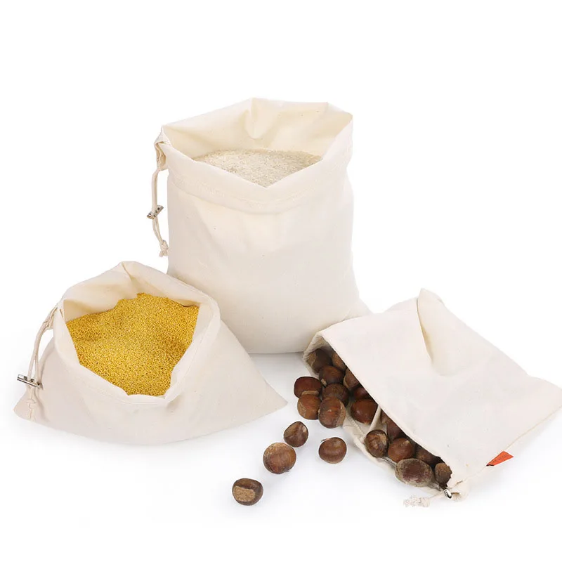 

Reusable Cotton Drawstring Shopping Pack Vegetable Washable String Bags Kitchen Fruit Storage Organizer