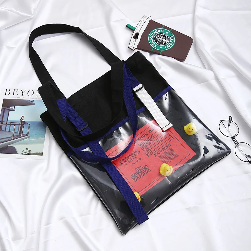 

Женская Холщовая Сумка-тоут через плечо, новинка 2021, кошелек для девушек, модная Милая эко-сумка из ПВХ с маленьким желтым утенком и передним...