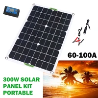 300w solar panel kit portable 60 100a solar energy generator power bank camping car battery charger system