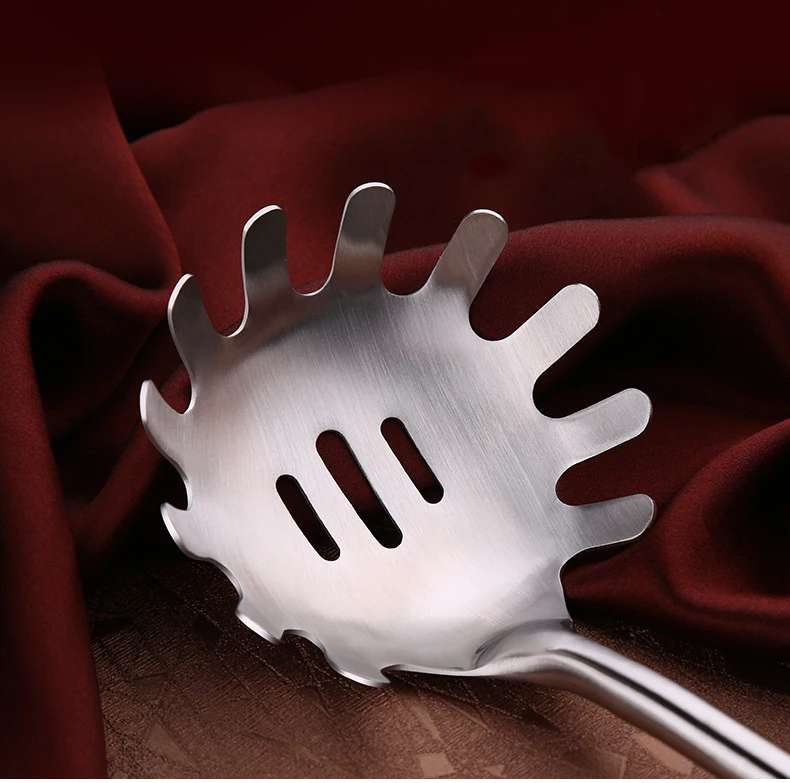 Плотная кухонная ложка из нержавеющей стали 304 для лапши спагетти лица с длинной