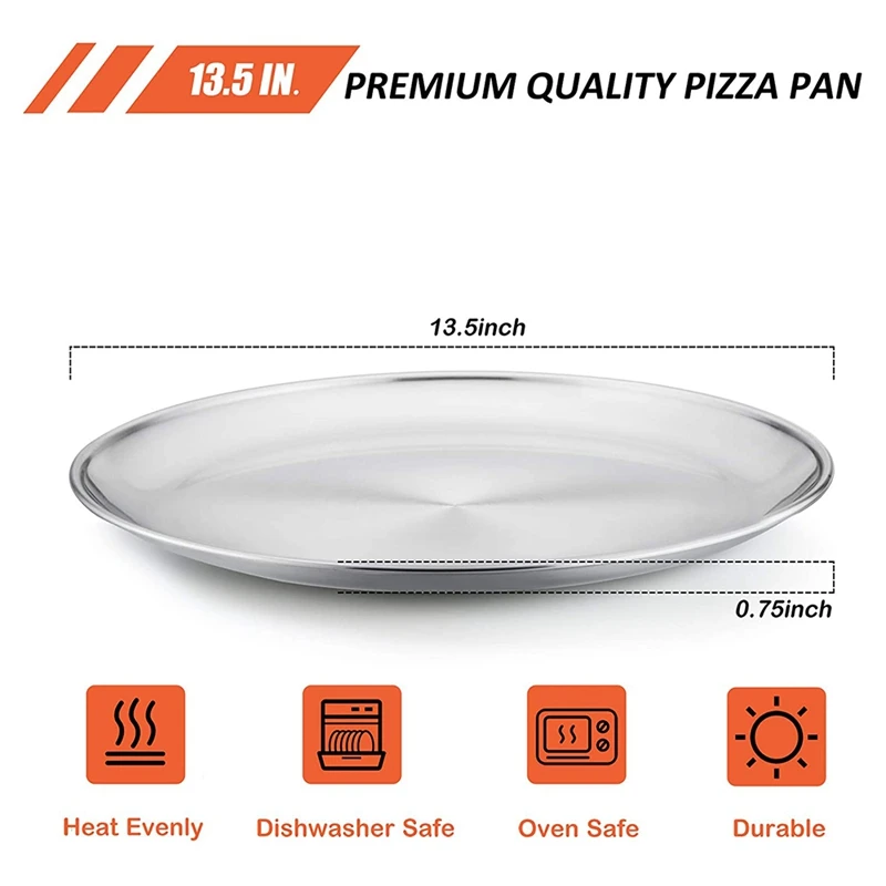 

2Pcs 13.5 Inch Pizza Pan,Stainless Steel Pizza Pie Pan Tray Platter, Healthy Metal Pizza Baking Cooking Pan for Oven