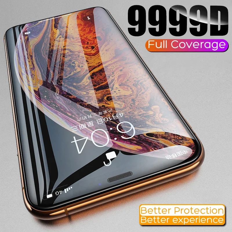 

9999D Curved Protective Tempered Glass For iPhone 11 12 Pro XS Max X XR SE2 Glass Screen Protector on iPhone 7 6 6S 8 Plus Film