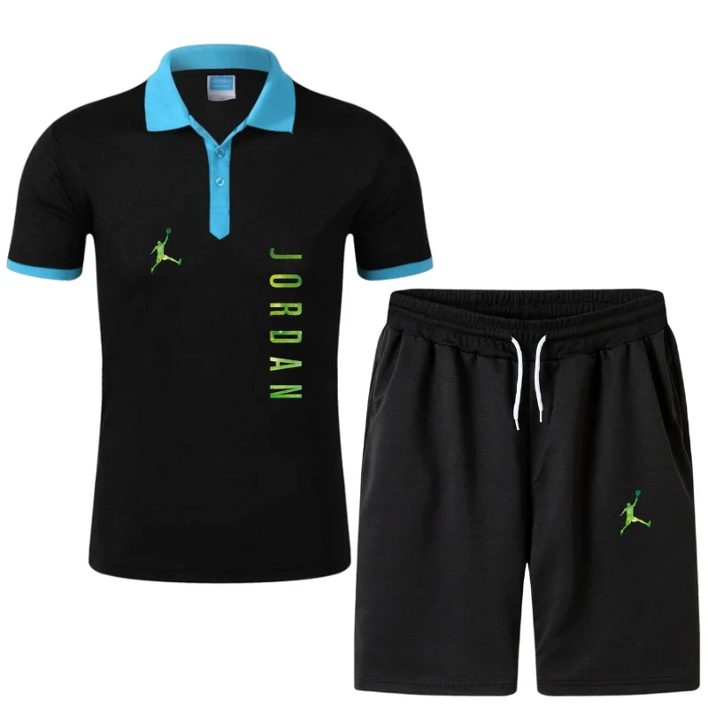 

2021 Fashion Brand Suit Summer Short Sleeve Polo Shirt + Shorts 2-Piece Set Men's Casual Polo Shirt Business Men's Polo Shirt Me