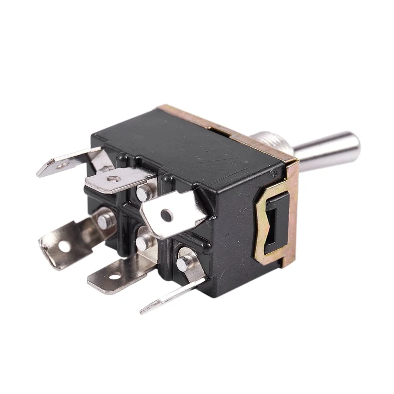 

AC 250V/10A 125V/15A DPDT 3 Position ON/OFF/ON 6 Pins Toggle Switch Black+Silver
