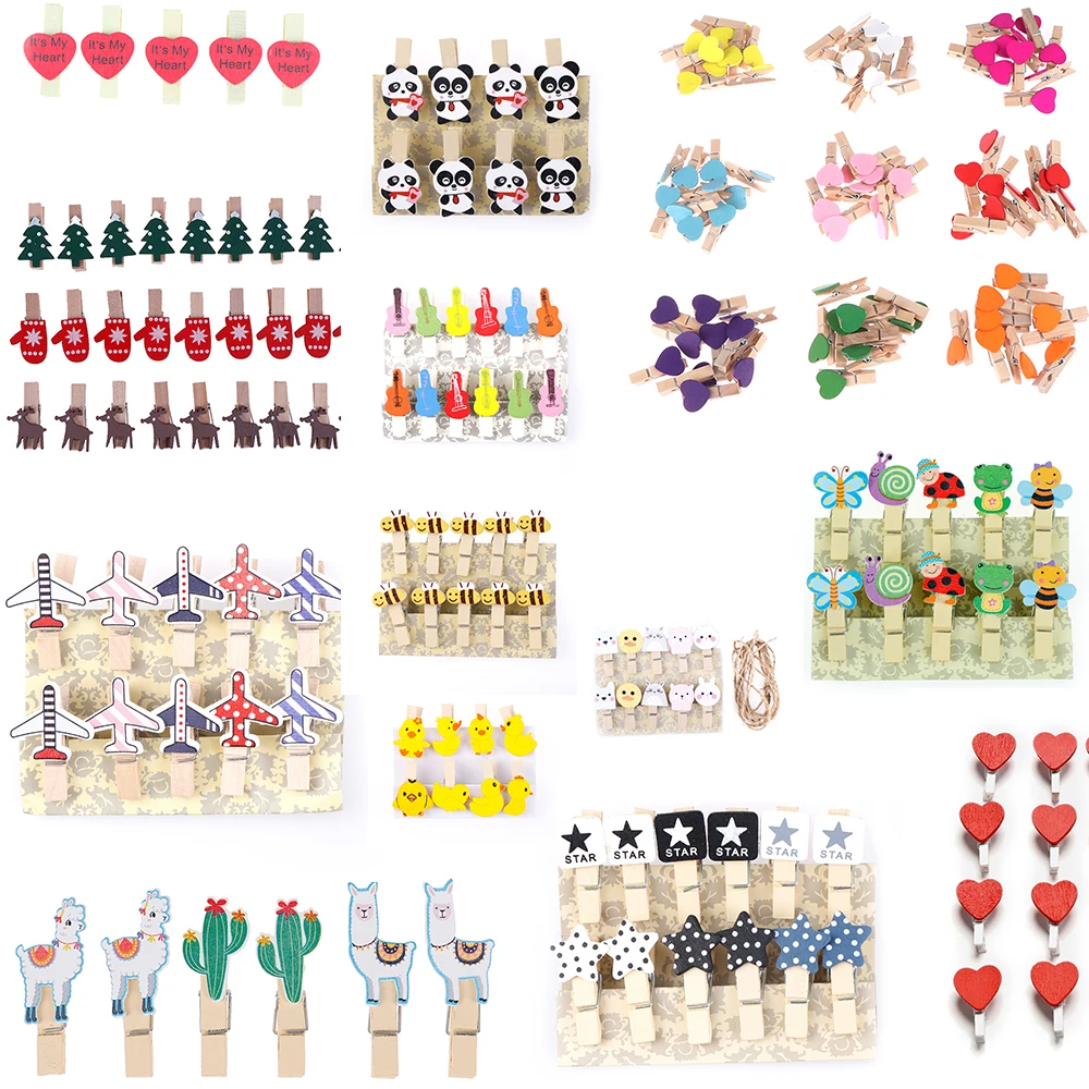 10 шт Мини Сердце Мультфильм деревянная одежда фото бумага Peg Pin прищепка ремесло