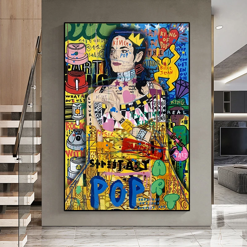 

2021 Klimt Jackson Graffiti Art Canvas Painting Singer Pop Art Poster and Print Street Wall Art Pictures for Room Home Decor