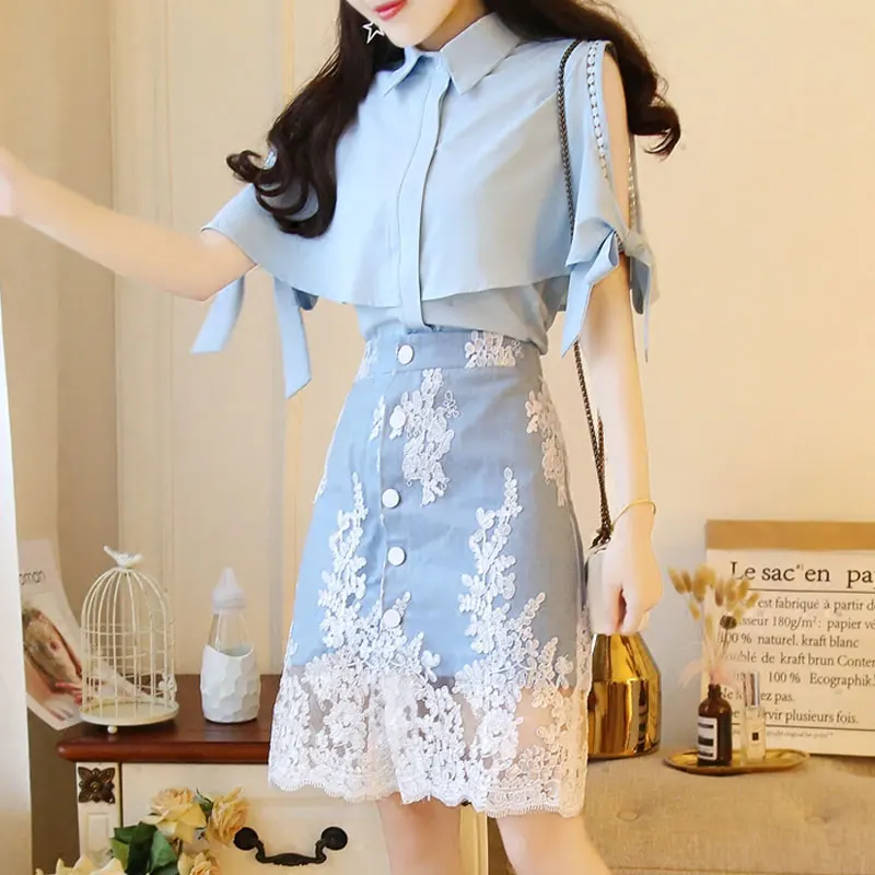 Новинка 2020 летняя женская хлопковая рубашка с открытыми плечами топ + джинсовая