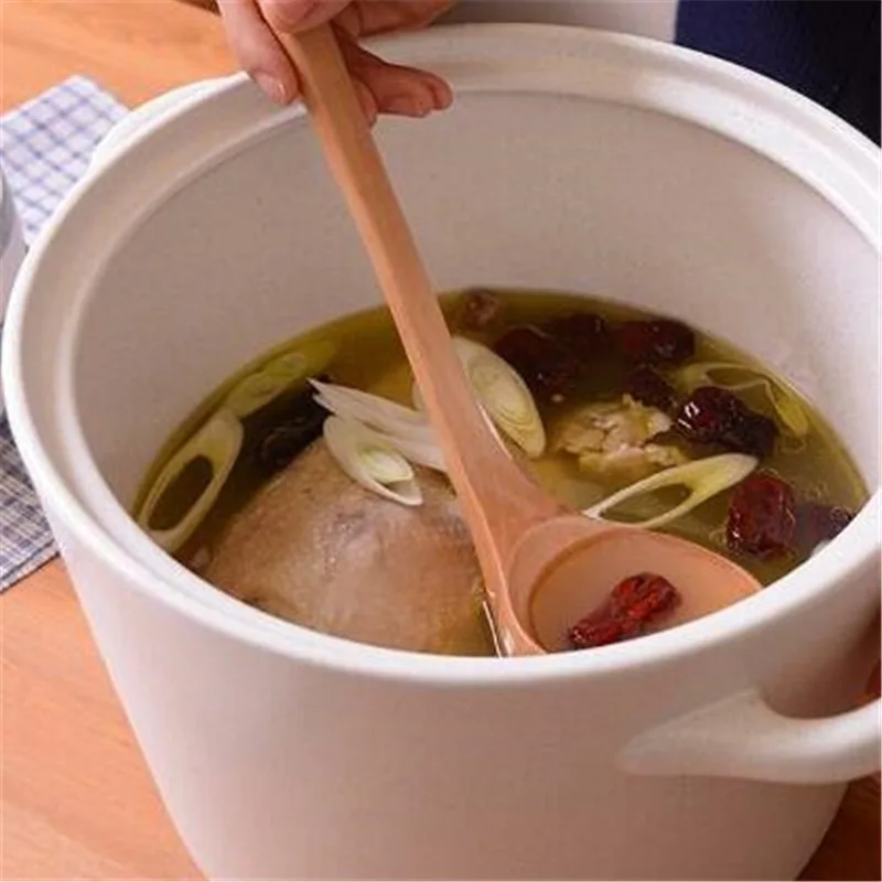 Натуральная деревянная ложка большая зеркальная кухонная с длинной ручкой