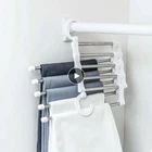 Регулируемый шкаф для хранения брюк 5 в 1, многофункциональный стеллаж для брюк из нержавеющей стали, бытовая вешалка для организации одежды