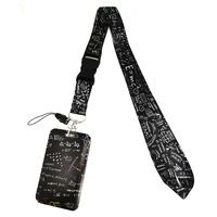 mathematical formula lanyard keychain for keys credit card id holder bag student travel bank bus business card cover accessories