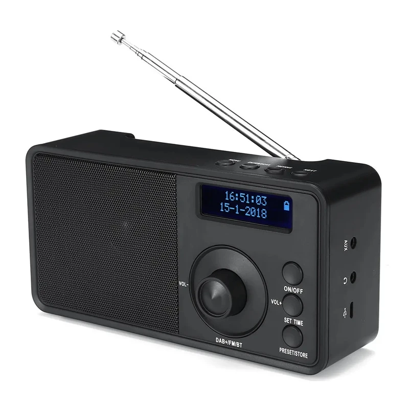 

Портативный цифровой радиоприемник DAB +, Беспроводная Bluetooth стереоколонка с ЖК-дисплеем, уличная гарнитура с поддержкой будильника, FM, AUX