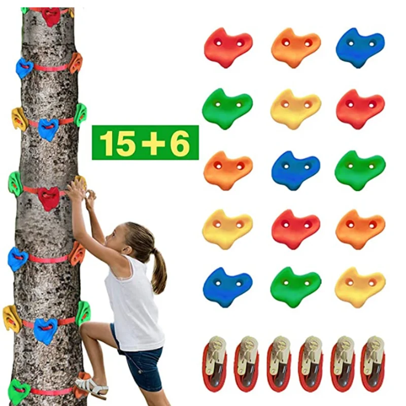 21pcs Indoor Outdoor Wall Stones Toys Playground Without Screws Children Grip Kids Small Backyard Climbing Rock Set Assorted