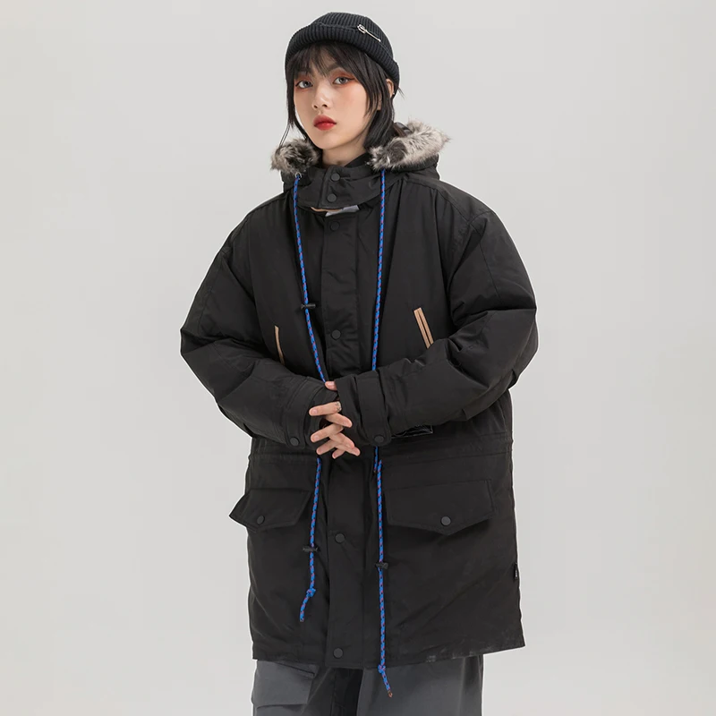 Зимняя длинная куртка с меховым капюшоном Мужская цветная парка на подкладке