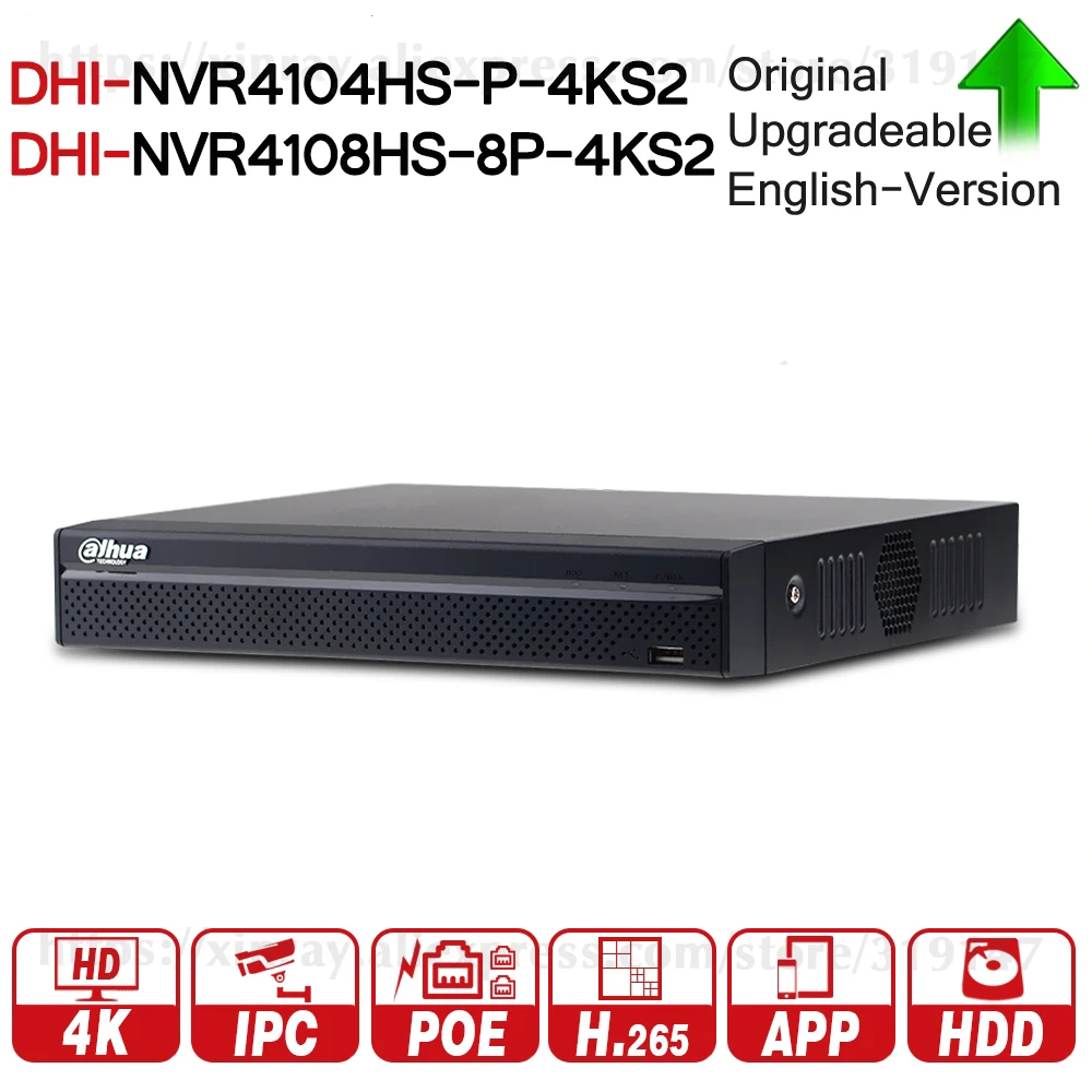 

Dahua NVR NVR4104HS-P-4KS2 NVR4108HS-8P-4KS2 With 4/8ch PoE 4 8 Port H.265 security Network Video Recorder Cam POE NVR