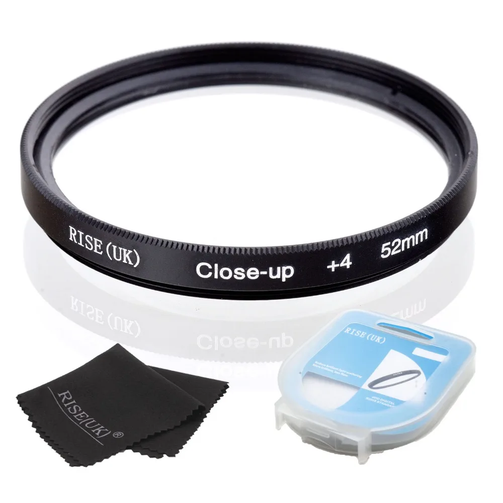 

HOT SALE RISE(UK) 52mm Close-Up +4 Macro Lens Filter for Nikon Canon SLR DSLR Camera + filter case + gift