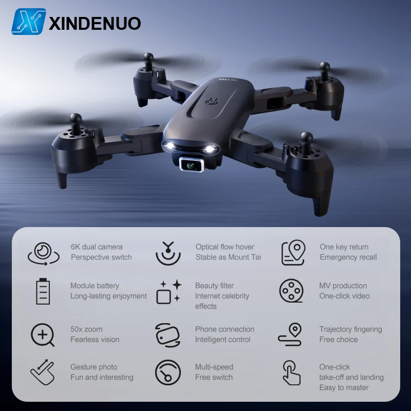 Квадрокоптер X12 Профессиональный с двойной камерой 4K HD 6K складной 20 минут