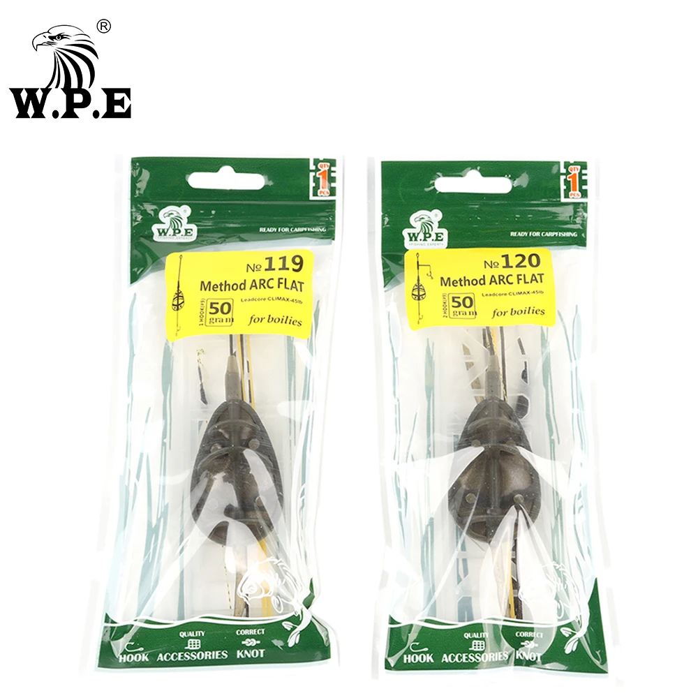 W.P.E Carp Fishing 1pcs 40g-80g Method Feeder Rig Hair Europe Carp Fishing Group Lead Core Line Method ARC Flat Fishing Tackle
