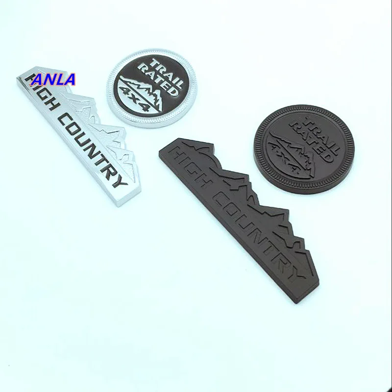 

2pcs 3D Metal HIGH COUNTRY 4X4 trail rated emblem Badge Logo Car sticker Decal For Jeep Chevy Chevrolet Silverado Car Styling