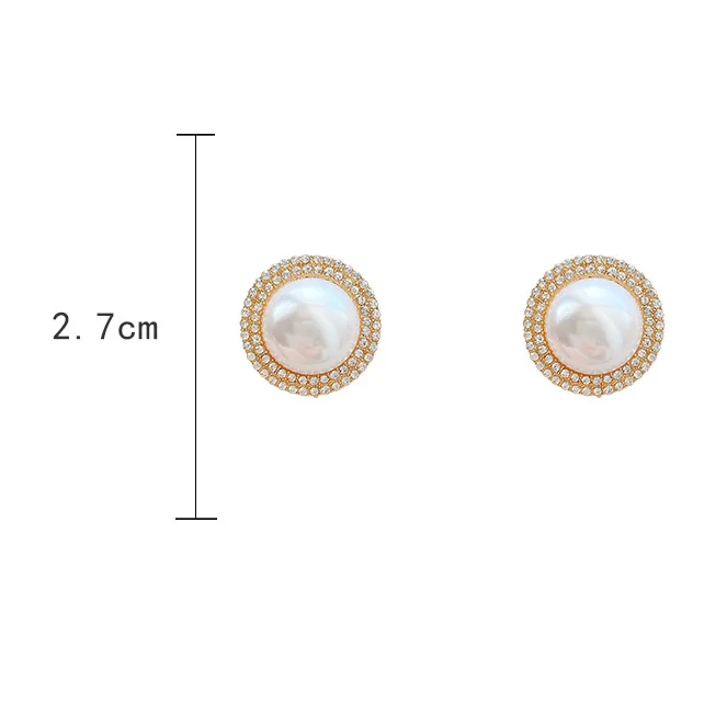 

Classic Pearl Stud Earrings for Women Sterling Silver Diamond Fashion Jewelry Noble Wedding Party Earring