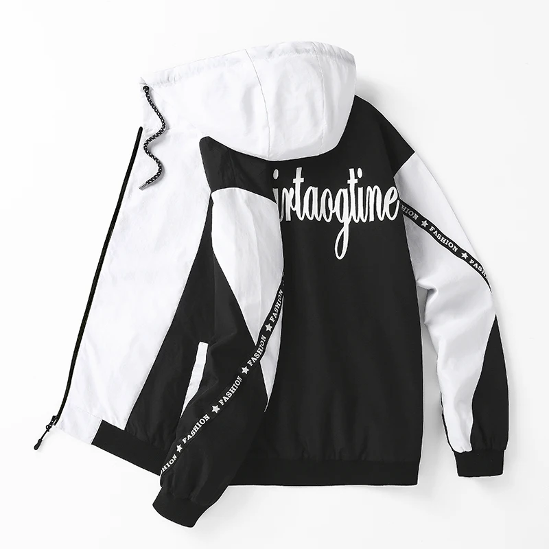 

Мужское пальто белого цвета, весенне-осенний спортивный костюм, Студенческая Свободная куртка размера плюс, большая современная студенчес...