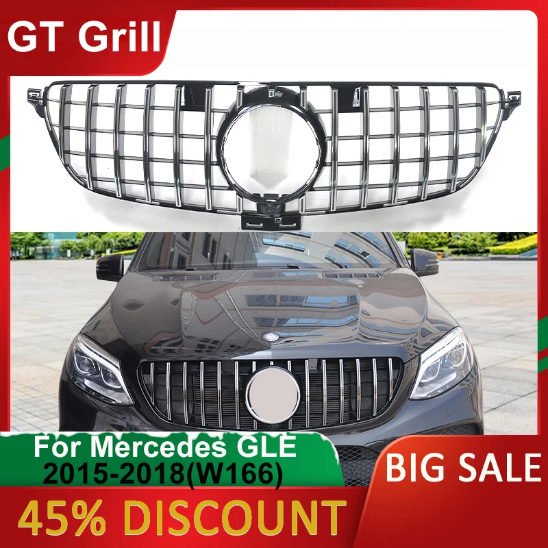 For Mercedes Benz W166 GT R Grille For Mercedes Benz GLE Class Black Front Racing Grill 2015-2018 GLE300 GLE320 Car Grill