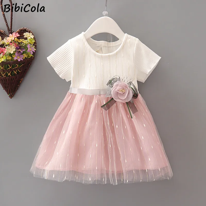 Летнее платье для маленьких девочек принцессы на день рождения с цветочным