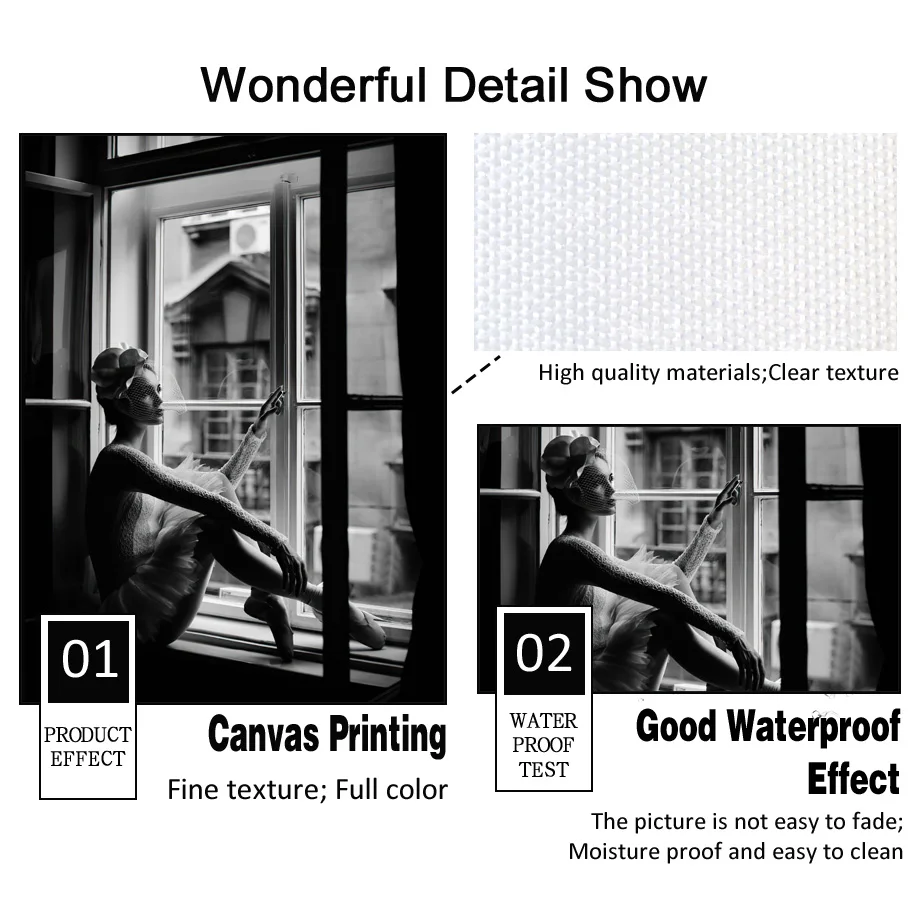 Ретро фильм звезда Мода девушка черная белая стена искусство холст живопись