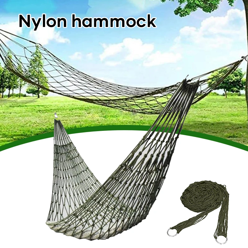 

Nylon Rope Meshy Hammock For Outdoor Sleeping Net Bed With Rope & Storage Bag Can Bear 220 Lb Garden Accessories Dropshipping